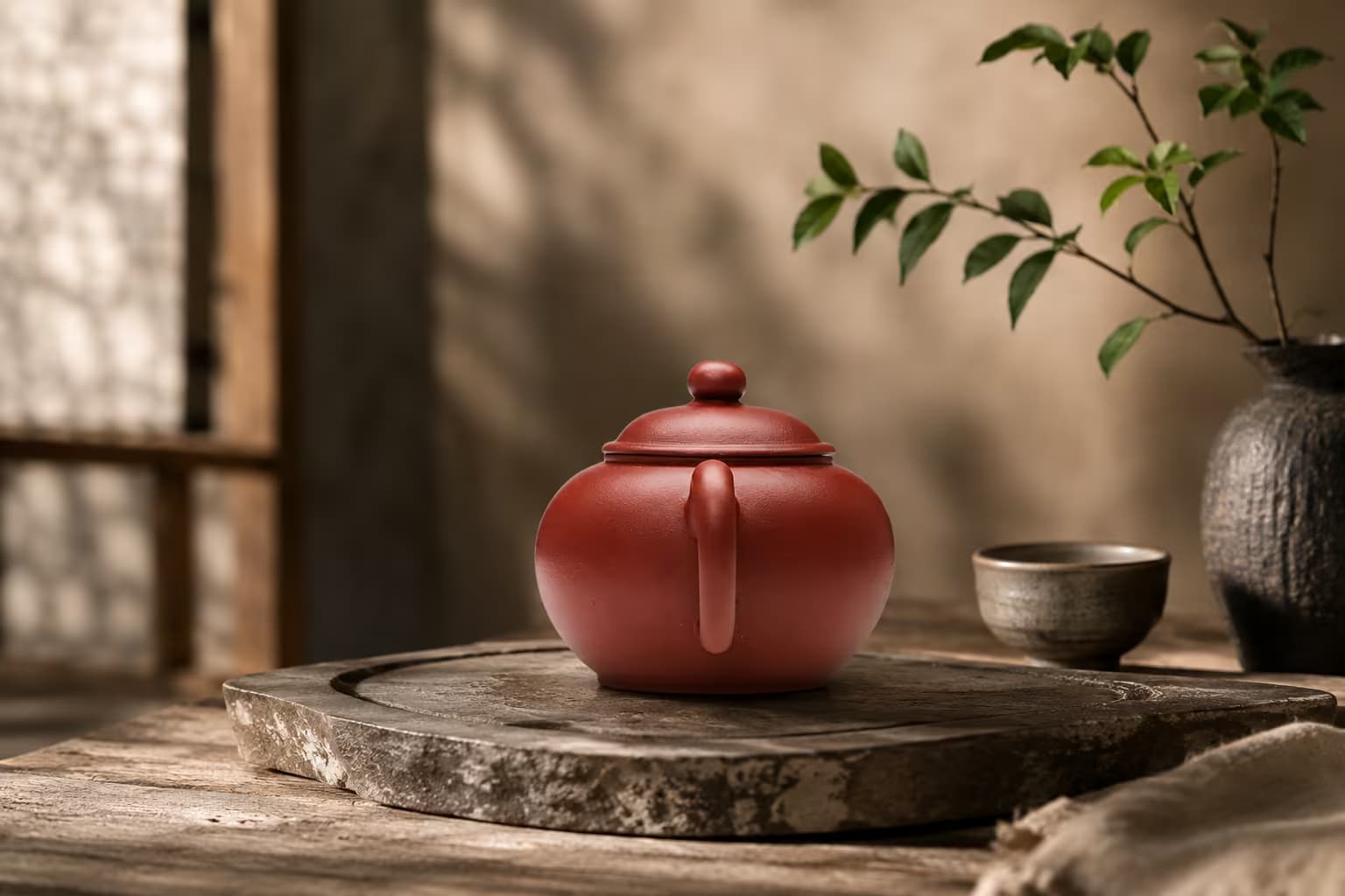 A Zhu Ni cinnabar Xishi teapot by PO/ET